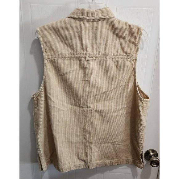 Susan Bristol Women’s Corduroy Sleeveless Button Up Collared Vest Khaki Tan Sz L - Picture 9 of 10
